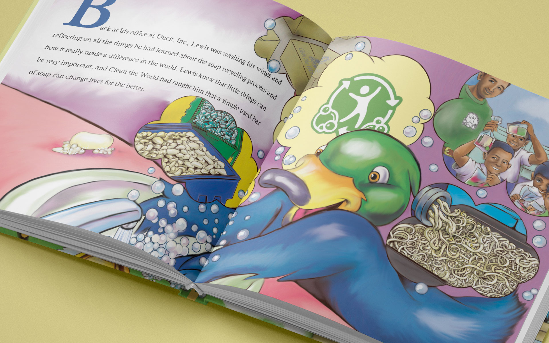 Lewis the Duck book spread